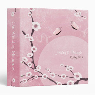Sakura and Love Butterflies Wedding Photo Album Binder
