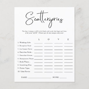 Scattergories Bridal Shower Game