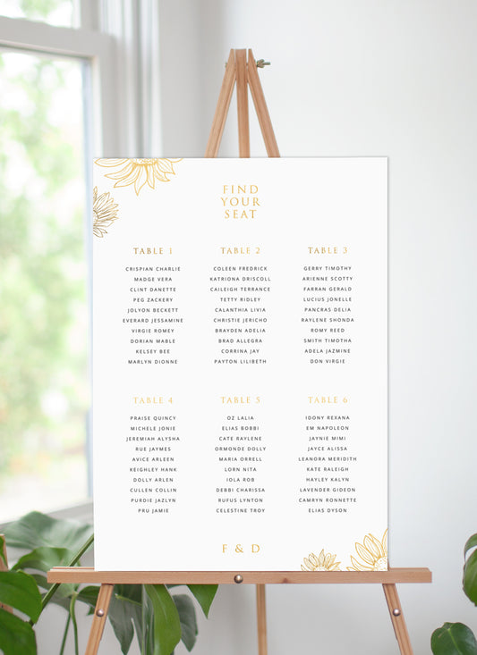 Golden Sunflower Seating Chart by Alexander K.