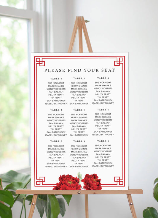 Red Peony Seating Chart by Stella M.