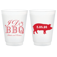 I Do BBQ with Pig Personalized Frosted Wedding Cups