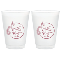 Floral Wreath Personalized Frosted Wedding Cups