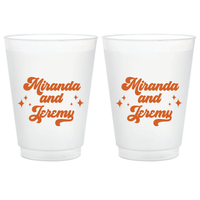 Groovy Retro Personalized Wedding Cups