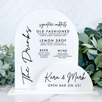 Open Bar on Us Wedding Bar Menu, Dual Arch