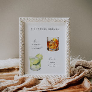 Signature Drinks Wedding Cocktail Poster