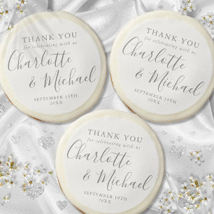 Signature Script Wedding Thank You Sugar Cookie