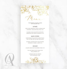 Skinny Menu Ink Print + Gold Foil Couple Names