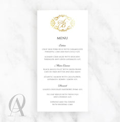 Skinny Menu Ink Print + Gold Foil Regal Monogram