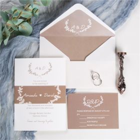 Simple Taupe Monogram Wedding Invitations With Belly Band Swi026