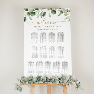 Simple 13 Table Greenery Wedding Seating Chart