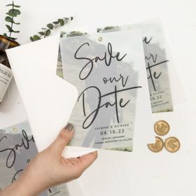Simple And Modern Save The Date With Script Design And Custom Green Photo Swtd021