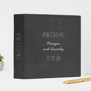 Simple Black Chalkboard Wedding Album Ring Binder