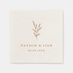 Simple Botanical Burnt Orange Wedding Napkins
