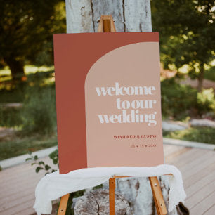 Simple chic peach terracotta arch wedding foam board