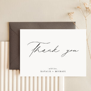 Simple Elegant Minimalist Wedding Thank You Cards