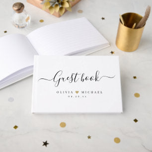 Simple elegant script wedding guest book