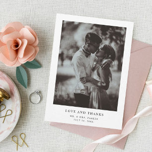Simple Elegant Text and Photo Wedding Thank You Card