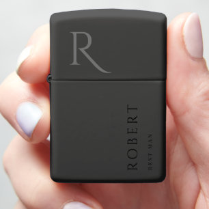 Simple Masculine Best Man Gift Monogrammed Zippo Lighter