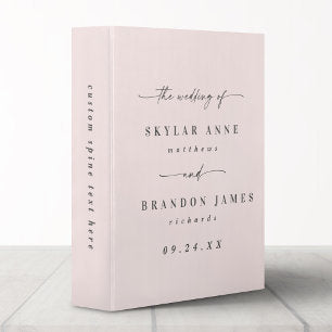 Simple Minimal Porcelain Pink Wedding Photo Album 3 Ring Binder