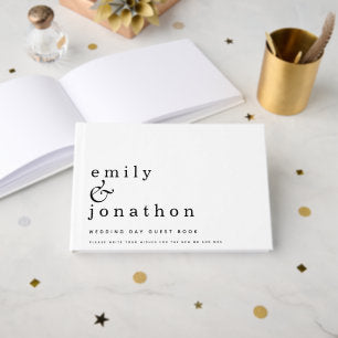 Simple Minimalist Black White Wedding Guest Book