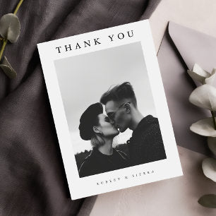 Simple Minimalist Wedding Photo Thank You Card