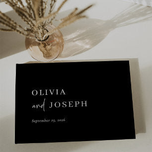 Simple Modern and Minimalist Black Wedding Guest Book