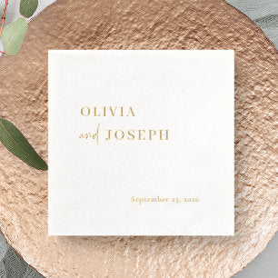 Simple Modern and Minimalist Wedding Gold Foil Napkins