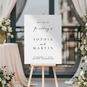 Simple Modern Black & White Wedding Welcome Sign