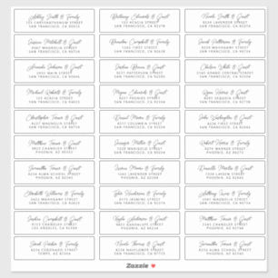 Simple Modern Chic Wedding Guest Names Address Sticker