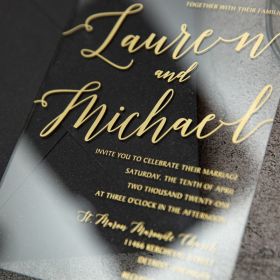 Elegant Modern Affordable Gold Printing Acrylic Wedding Invitations Swal090
