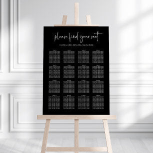 Simple Modern Minimal Black Wedding Seating Chart Foam Board