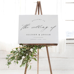 Simple Script White Budget Wedding Welcome Poster