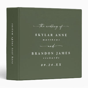 Simple Solid Color Dark Green Wedding Photo Album 3 Ring Binder