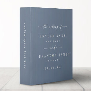 Simple Solid Color Dusty Blue Wedding Photo Album 3 Ring Binder