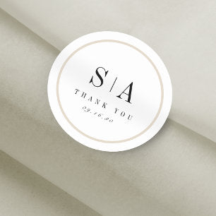 Sophisticated monogram minimalist wedding favor classic round sticker
