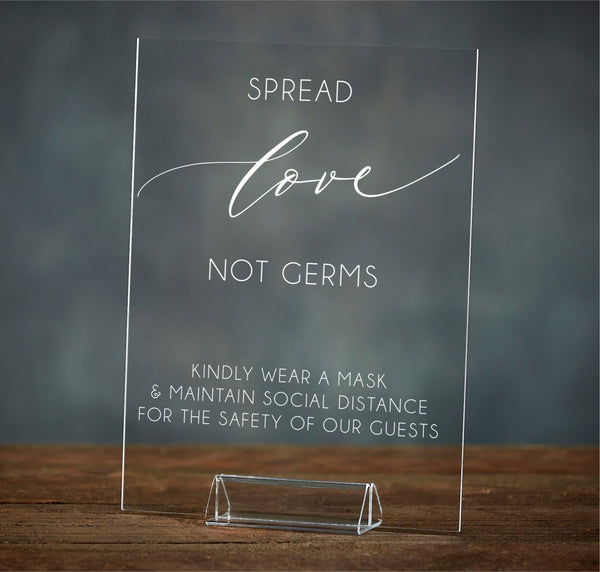 Spread Love, Not Germs | Acrylic Wedding Sign