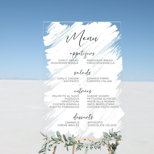 Brushed Acrylic Menu Sign | Vertical Olivia