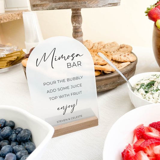 Frosted Acrylic Mimosa Bar Sign | Vertical Olivia