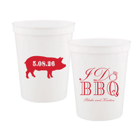 I Do BBQ with Pig Rehearsal Dinner Wedding Stadium Cups