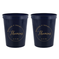 Personalized Circle Monogram Wedding Stadium Cups