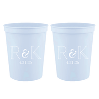 Classic Monogram Wedding Stadium Cups