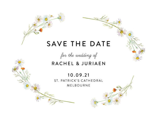 Dancing Daisy Save The Date Cards by Inggrid H.