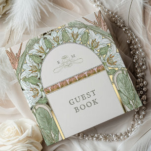 Strelitzia Gold Wedding Art Nouveau Foil Guest Book