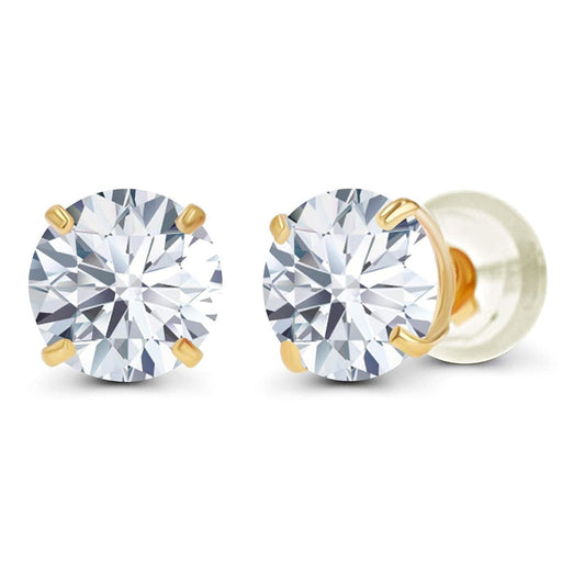 1.00 CTW Genuine Certified Moissanite Stud Earrings in Solid 14K White or Yellow Gold