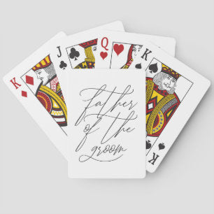Stylish Father of the Groom Calligraphy Script Poker Cards