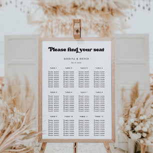 Stylish retro black & white wedding seating chart