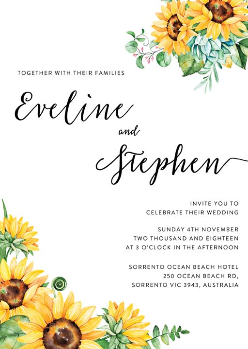 Sunflower Wedding Invitations by Novi A.