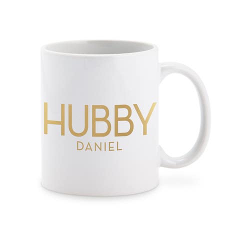 Custom White Ceramic Coffee Mug - Hubby