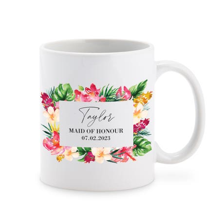 Custom Printed White 11 oz. Ceramic Coffee Mug - Tropical Floral