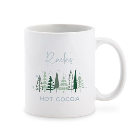 Custom Printed White 11 oz. Ceramic Coffee Mug - Winter Pines